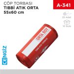 ÇÖP TORBASI TIBBİ ATIK RULO ORTA 55*60 CM (25Lİ) (575GR)