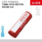 ÇÖP TORBASI TIBBİ ATIK RULO BÜYÜK 60*85 CM (10LU) (470GR)