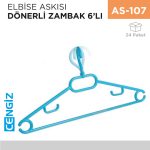 ELBİSE ASKISI DÖNERLİ ZAMBAK 6LI (ZP113)