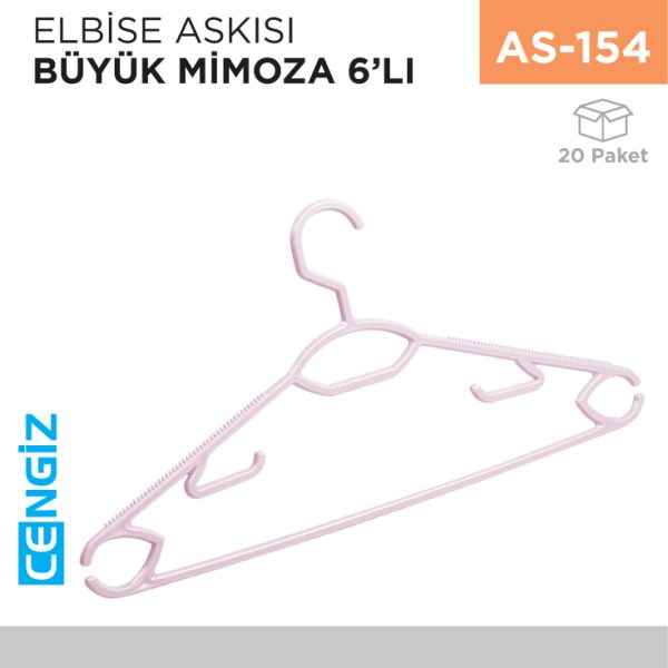 ELBİSE ASKISI BÜYÜK MİMOZA 6LI (TP 126)