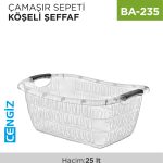 ÇAMAŞIR SEPETİ KÖŞELİ ŞEFFAF (E-291)