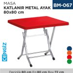 MASA KATLANIR METAL AYAK 80 CM*80 CM RENKLİ