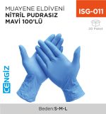 MUAYENE ELDİVENİ NİTRİL PUDRASIZ MAVİ 100LÜ