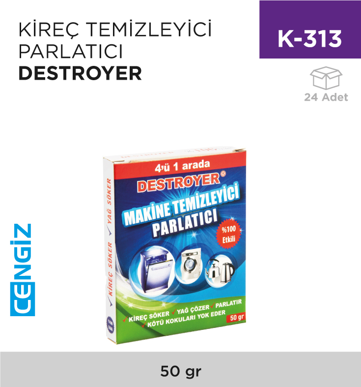 KİREÇ TEMİZLEYİCİ PARLATICI DESTROYER 2*50 GR