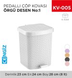 PEDALLI ÇÖP KOVASI ÖRGÜ DESEN NO:1 (8 LT) (8126)