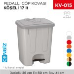 PEDALLI ÇÖP KOVASI KÖŞELİ 17 LT (4245)