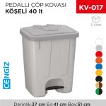 PEDALLI ÇÖP KOVASI KÖŞELİ 40 LT (4255)
