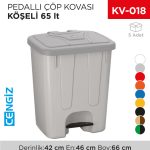 PEDALLI ÇÖP KOVASI KÖŞELİ 65 LT (4260)