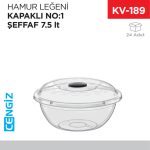 HAMUR LEĞENİ KAPAKLI NO:1 ŞEFFAF (7.5 LT) (E101)