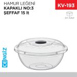 HAMUR LEĞENİ KAPAKLI NO:3 ŞEFFAF (15 LT) (E-103)