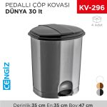 PEDALLI ÇÖP KOVASI DÜNYA 30 LT (01014)