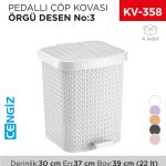 PEDALLI ÇÖP KOVASI ÖRGÜ DESEN NO:3 (22 LT) (8140)