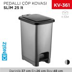 PEDALLI ÇÖP KOVASI SLİM 25 LT (4282)