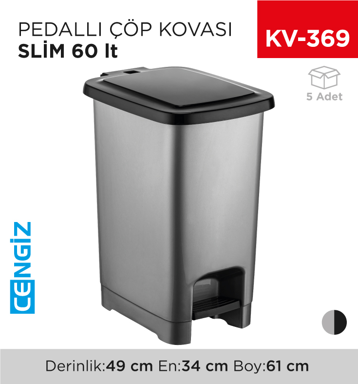 PEDALLI ÇÖP KOVASI SLİM 60 LT(4284)