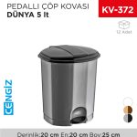 PEDALLI ÇÖP KOVASI DÜNYA 5 LT(01010)