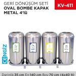 GERİ DÖNÜŞÜM SETİ OVAL BOMBE KAPAK METAL 4LÜ