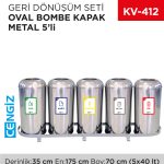 GERİ DÖNÜŞÜM SETİ OVAL BOMBE KAPAK METAL 5Lİ
