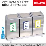 GERİ DÖNÜŞÜM SETİ KÖŞELİ METAL 3LÜ