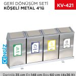 GERİ DÖNÜŞÜM SETİ KÖŞELİ METAL 4LÜ
