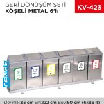 GERİ DÖNÜŞÜM SETİ KÖŞELİ METAL 6LI