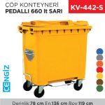 ÇÖP KONTEYNERİ PEDALLI 660 LT SARI