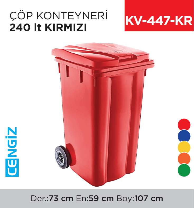 ÇÖP KONTEYNERİ 240 LT KIRMIZI (6510)