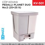 PEDALLI ÇÖP KOVASI PLANET DUO NO:2 (25+25 LT)(UP312)