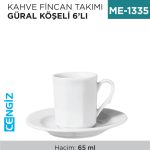 KAHVE FİNCAN TAKIMI GÜRAL KÖŞELİ 6LI