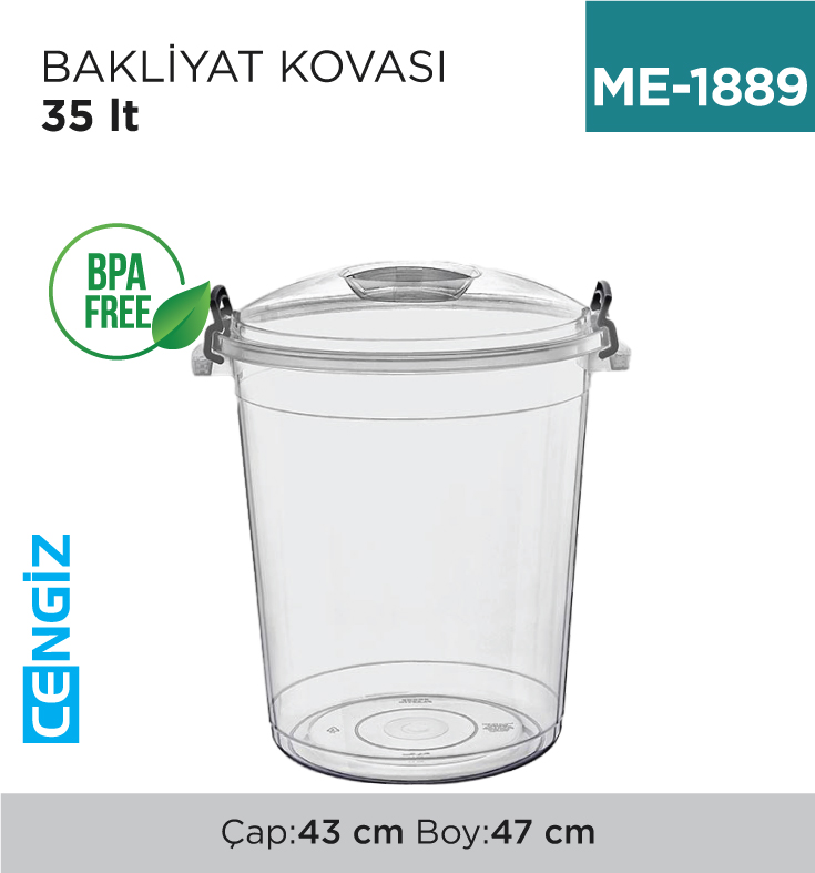 BAKLİYAT KOVASI ŞEFFAF 35 LT (E-579)