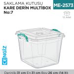 SAKLAMA KUTUSU KARE DERİN M.BOX NO:7 (14 LT) (E-626)