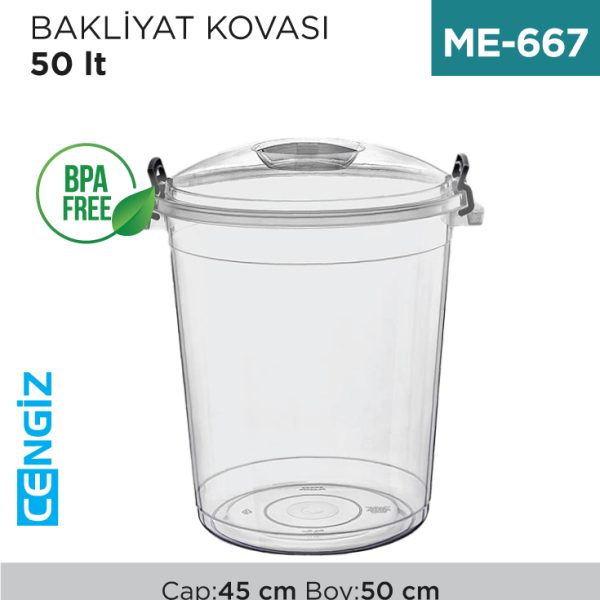 BAKLİYAT KOVASI ŞEFFAF 50 LT (E-582)