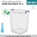 SAKLAMA KUTUSU KARE M.BOX 70 LT ŞEFFAF (E-631)