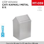ÇATI KAPAKLI ÇÖP KOVASI METAL 6 LT (3601)(437)