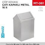 ÇATI KAPAKLI ÇÖP KOVASI METAL 16 LT (1306)