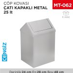 ÇATI KAPAKLI ÇÖP KOVASI METAL 25 LT (1309)(440)