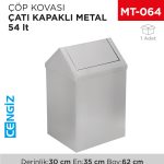 ÇATI KAPAKLI ÇÖP KOVASI METAL 54 LT (1307)(443)