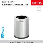ÇÖP SEPETİ ÇEMBERLİ METAL 3 LT (1432)(411)