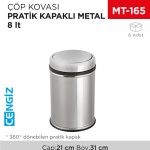 PRATİK KAPAKLI ÇÖP KOVASI METAL 8 LT (801)