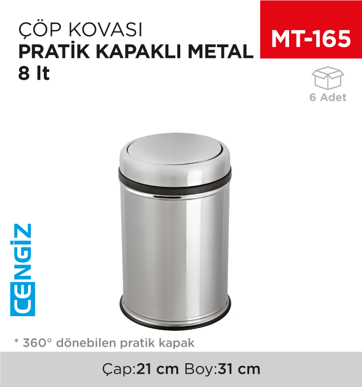PRATİK KAPAKLI ÇÖP KOVASI METAL 8 LT (801) PRATİK KAPAKLI ÇÖP KOVASI METAL 8 LT (801)