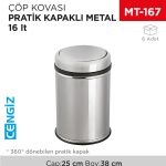 PRATİK KAPAKLI ÇÖP KOVASI METAL 16 LT (803)