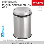 PRATİK KAPAKLI ÇÖP KOVASI METAL 45 LT (807)