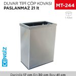 DUVAR TİPİ ÇÖP KOVASI 21 LT PASLANMAZ (1226)