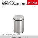 PRATİK KAPAKLI ÇÖP KOVASI METAL 5 LT (800)