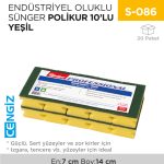 ENDÜSTRİYEL OLUKLU SÜNGER POLİKUR 10LU YEŞİL (2649)