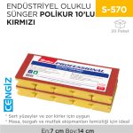 ENDÜSTRİYEL OLUKLU SÜNGER POLİKUR 10LU KIRMIZI(2697)