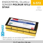 ENDÜSTRİYEL OLUKLU SÜNGER POLİKUR 10LU SİYAH(2647)