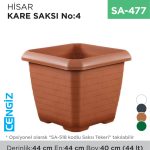HİSAR KARE SAKSI NO:4 TABAKSIZ (44 LT) (HK04)