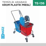 TEMİZLİK ARABASI KROM PLASTİK PRESLİ (CK753)