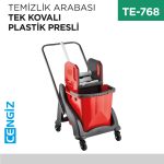 TEMİZLİK ARABASI TEK KOVALI PLASTİK PRESLİ
