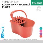 TEMİZLİK SETİ KOVA+SIKMA HAZNELİ FLORA (F059)